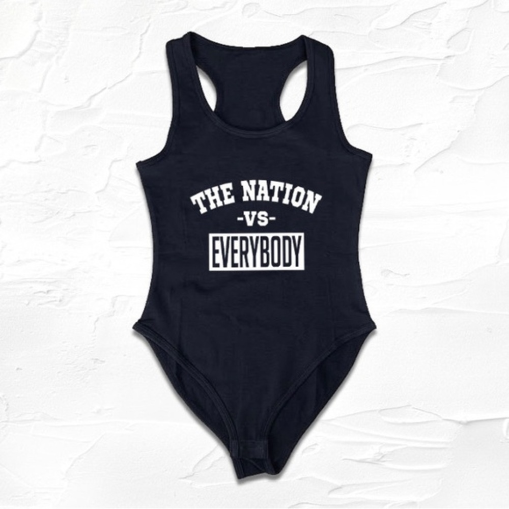 Black The Nation VS Everybody Gameday Bodysuit, Raiders Fan Just Win Baby
